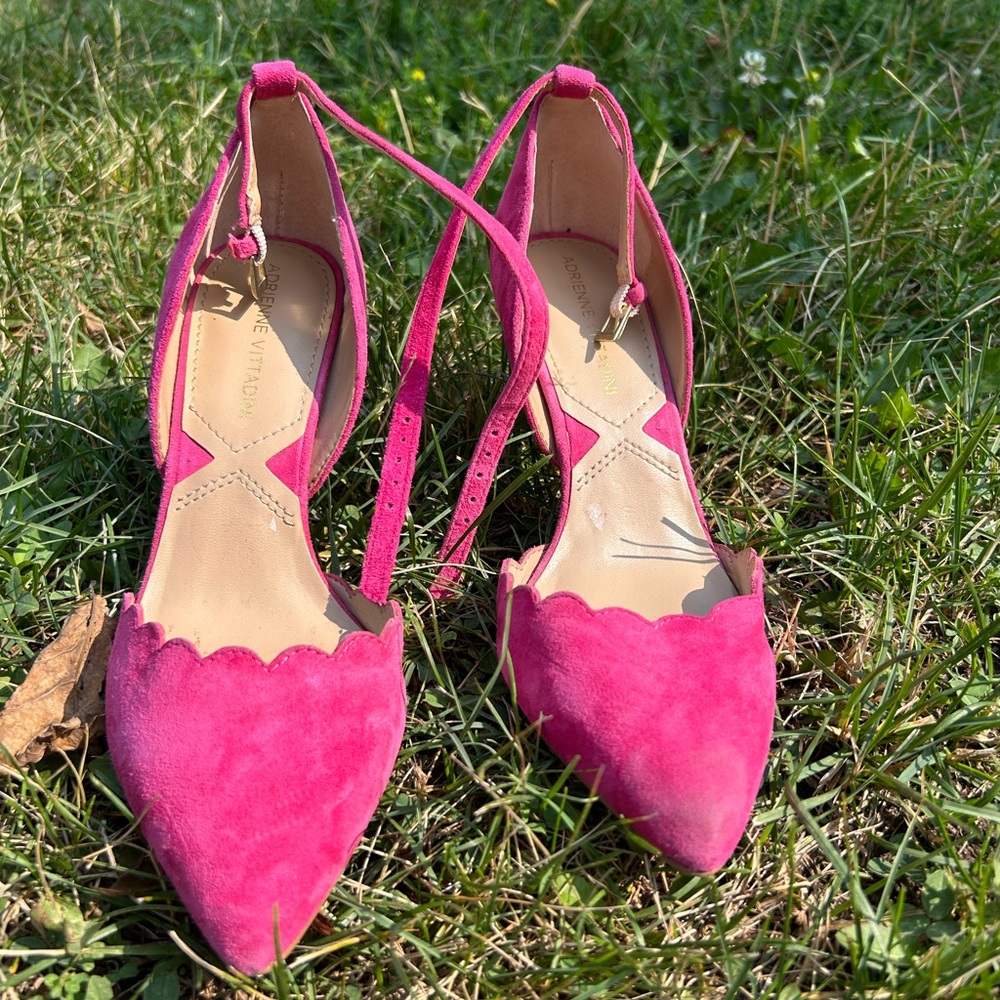 Adrienne Vittadini Pink Heels with Crisscross Straps